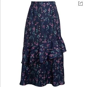 Ava & Aiden Asymmetrical Ruffle Skirt Blue Floral